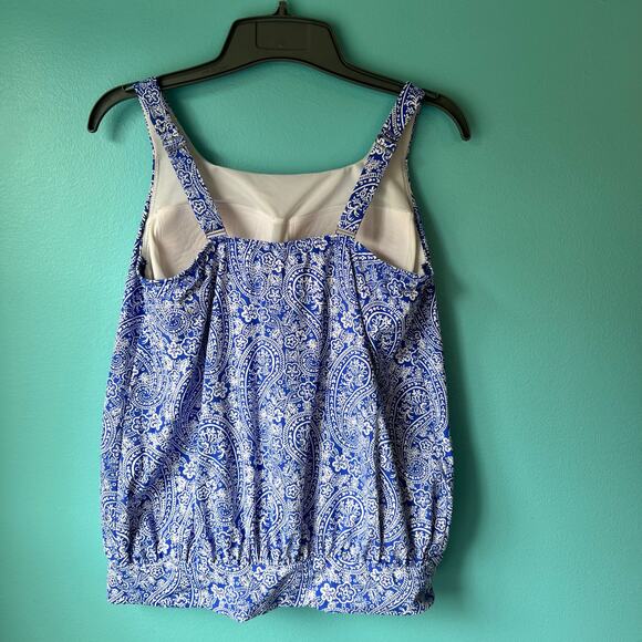 Lands End Swimsuit Top Womens 8 Tankini Hankerchief Hawaiian Cruise Resort Blous - Picture 2 of 4